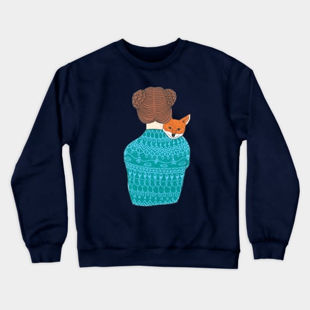 Lady and the fox Crewneck Sweatshirt by DoodlesAndStuff